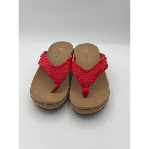 Spenco Womens Red Cork Wedge Flip-Flops Size 7.5 Comfortable & Stylish Summer Sa - Picture 2 of 8